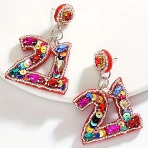 21st BIRTHDAY party sequin cute fun whimsical earrings